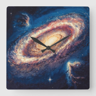 Galactische Vortex - Kosmische Illustratie Kunstst Vierkante Klok