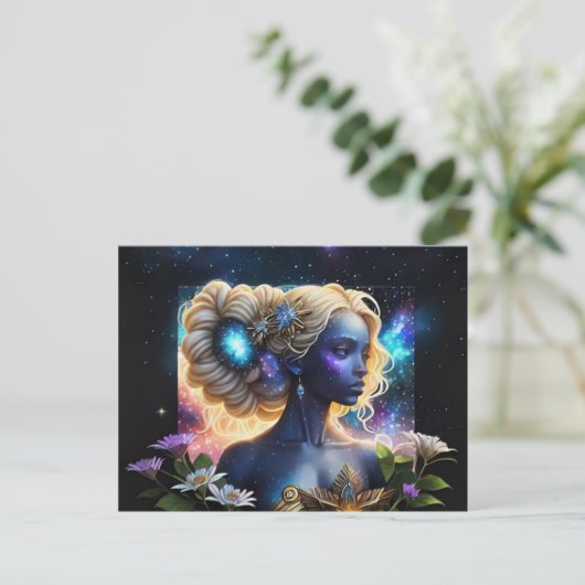 *~* Galactische Vrouwen Fantasie Kosmische AP58 Ga Feestdagenkaart (Staand voorkant)