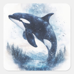 Galactische Walvis Die Door de Lucht Surt Vierkante Sticker