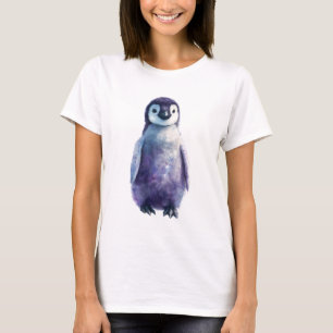 Galactische Waterverf Pinguïn Kuiken Vrouwen T-shirt