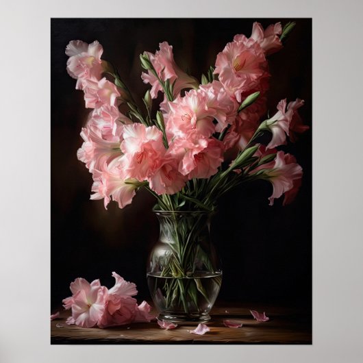 Galadiolus rose Fleurs Art Imprimer Poster (Devant)