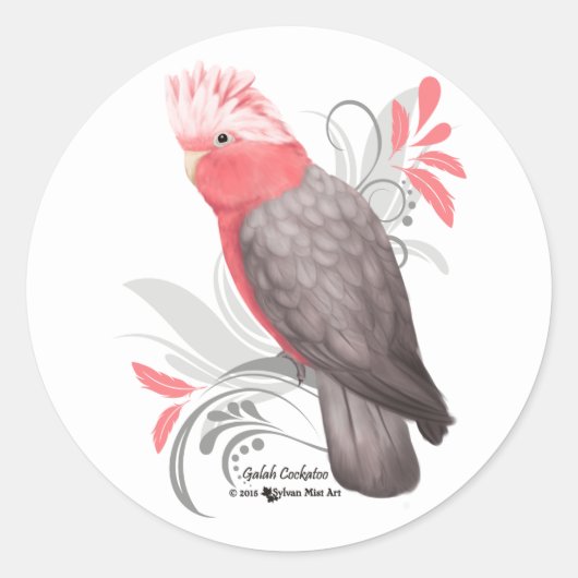Galah Cockato Ronde Sticker (Voorkant)