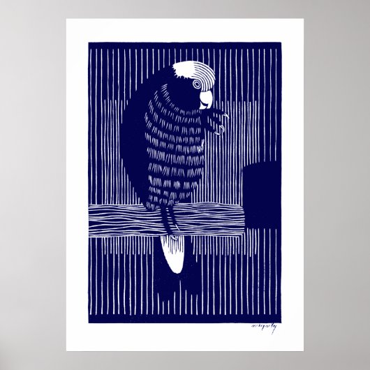 Galah Cockatoos (Rosékaketoe)  Woodcut Poster (Voorkant)