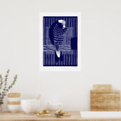 Galah Cockatoos (Rosékaketoe)  Woodcut Poster (Keuken)