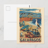Galapagos Animals Travel Art Vintage Briefkaart (Voorkant / Achterkant)