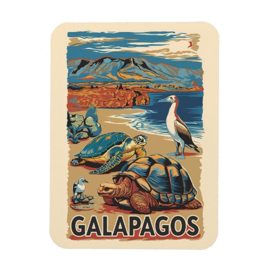 Galapagos Animals Travel Art Vintage Magneet (Verticaal)