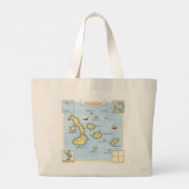 Galapagos Archipel Map met Zeilschepen en A Grote Tote Bag (Achterkant)