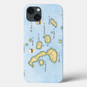 Galapagos Archipel Nautical Map met Schepen iPhone 13 Hoesje