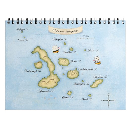 Galapagos Archipel Nautical Map met Schepen Notitieboek