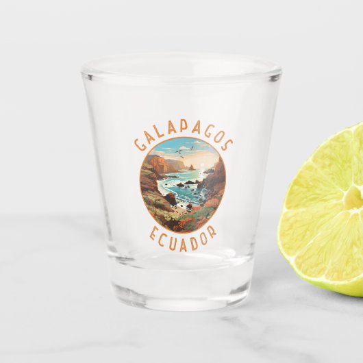 Galapagos Eilanden Retro Nastress Circle Shot Glas (Voorkant)