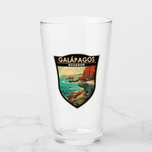 Galapagos Islands Reizen Kunst Vintage Glas (Voorkant)