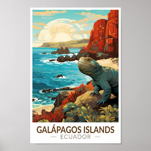 Galapagos Islands Reizen Kunst Vintage Poster (Voorkant)