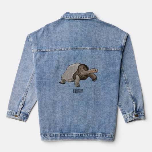 Galapagos tortoise cartoon denim jacket (Achterkant)