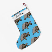 Galapagos tortoise cartoon kleine kerstsok (Achterkant (Hangend))