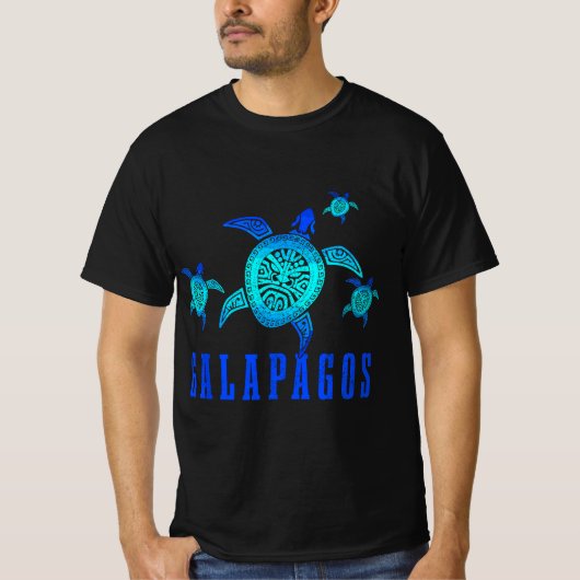 Galapagos Zee Turtle Tribal Pattern Scuba T-shirt (Voorkant)