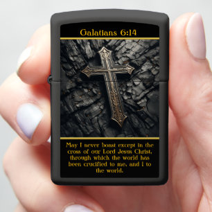 Galaten 6:14 Geloof gegraveerd rustiek hout