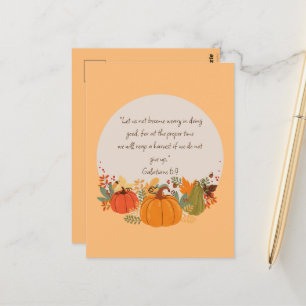 Galaten 6:9 Oogst Herfst Val Dankbaar Pompoen Briefkaart
