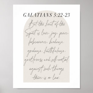 Galatians 5:22-23 Minimale Boho Beige Arch Script Poster