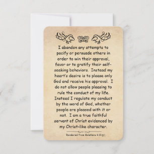 Galations 1:10 de Achterzijde van de Kaart van de 