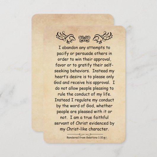Galations 1:10 Écriture Note Parchemin de la carte (Devant / Derrière)