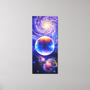 Galaxiale planeet en nebula canvas afdruk