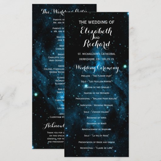 Galaxie bleue Programmes de mariage (Devant / Derrière)