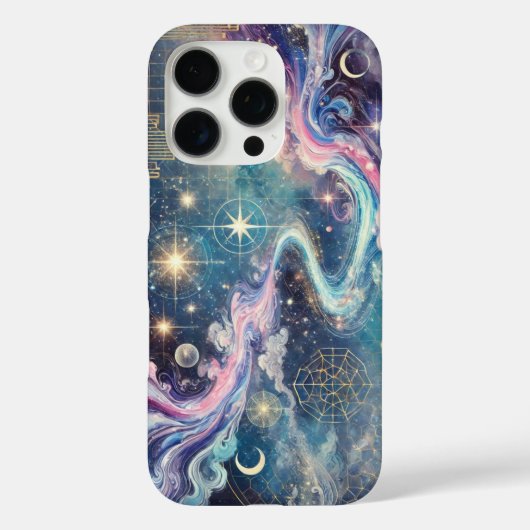 Galaxie céleste iPhone 16 Coque avec art géométriq (Verso)