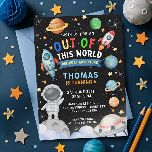 Galaxie Colorée Espace Invitation Anniversaire Hor