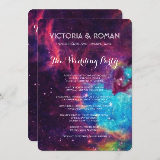 Galaxie colorée Programmes de mariage (Devant / Derrière)