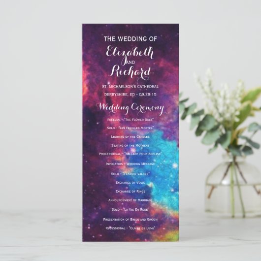 Galaxie colorée Programmes de mariage (Debout devant)