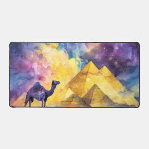 Galaxie du désert à l'aquarelle Chameau Pyramide V