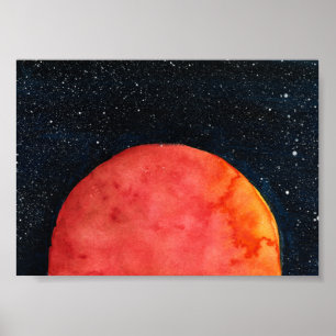 Galaxie Lune Rouge Imprimer, Papier Poster Valeur