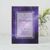 Galaxie Nuit Étoilée BAT MITZVAH Agate Invitation (Debout devant)