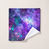 Galaxie spatiale violette cosmique teintée de rose (Gant de toilette)
