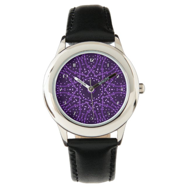 Galaxie violette Étoiles Montre de poignet (devant)