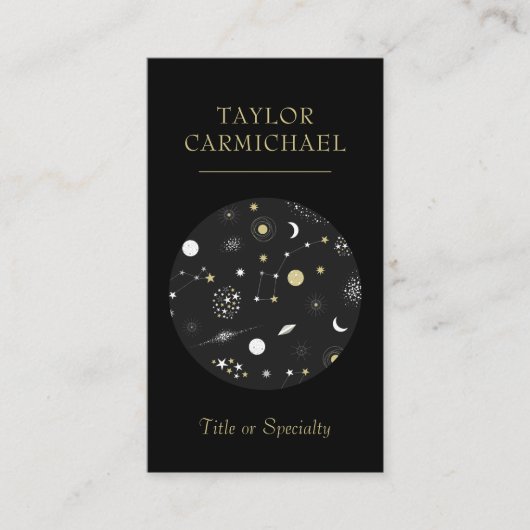 Galaxies en sterrenzwarte ruimte visitekaartje (Voorkant)
