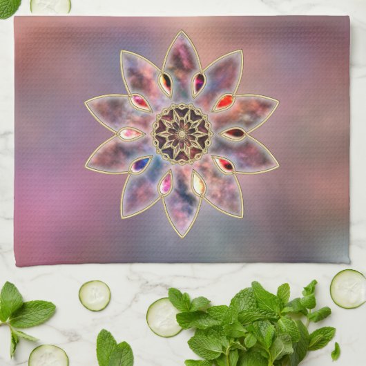 Galaxies marbrées Serviette de cuisine (Plié)