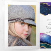 Galaxy Agate Bat Mitzvah Foto Drieluik Kaart (Binnenzijde eerst)