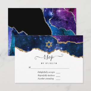 Galaxy Agate Bat Mitzvah RSVP-kaart RSVP Kaartje