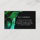 Galaxy Agate Modern Emerald Green Malachite Visitekaartje (Achterkant)