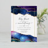 Galaxy Agate Pierre Baby shower Foil Invitation (Debout devant)