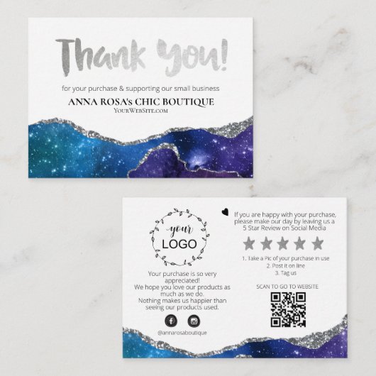 *~* Galaxy AGATE QR BEDANKT LOGO Review AP8 Informatiekaartje (Voorkant / Achterkant)