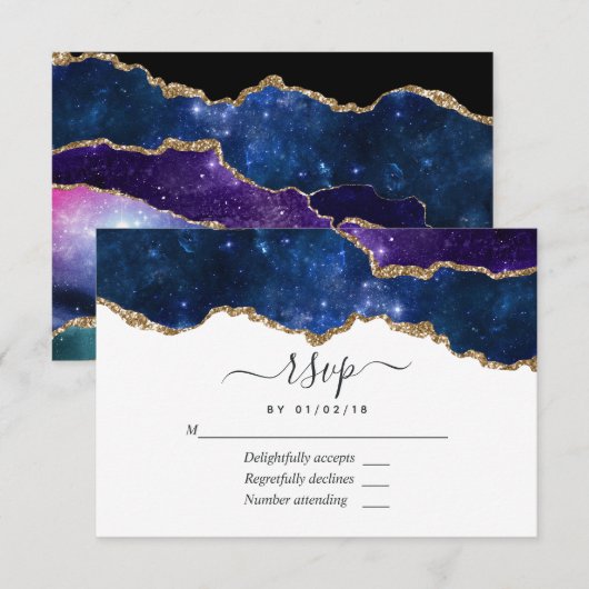 Galaxy Agate RSVP Kaart (Voorkant / Achterkant)