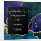 Galaxy Agate Stone Mariage Tri-Fold Galaxie Paon (Intérieur en premier)