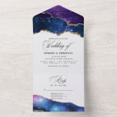 Galaxy Agate Stone Wedding All In One Uitnodiging (Binnen)