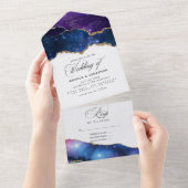 Galaxy Agate Stone Wedding All In One Uitnodiging (Afscheurbaar)