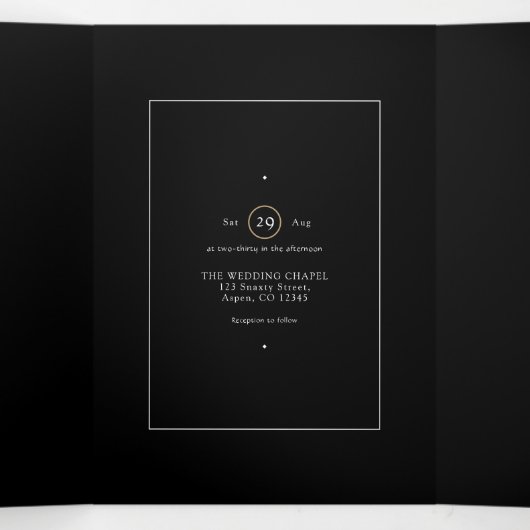 Galaxy Agate Wedding Photo Tri-Fold Invitation Drieluik Uitnodiging (Binnenkant midden)