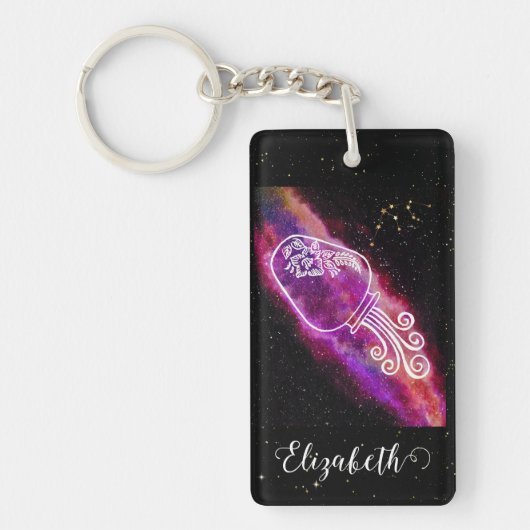 Galaxy Aquarius Zodiac Personalized Sign Sleutelhanger (Voorkant)