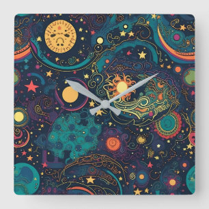 Galaxy Art Wall Clock Vierkante Klok