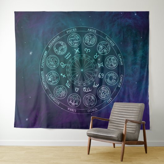 Galaxy Astrology Zodiac Signs Wandkleed (In Situ (horizontaal))